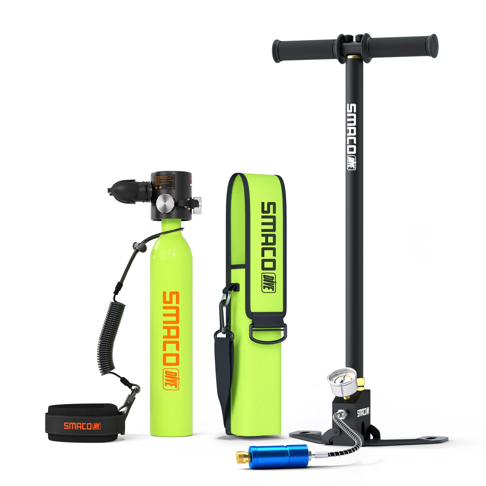 SMACO S300 Plus Mini Scuba Tank 0.5L Lung Air Tank Portable Diving Tank for Underwater Exploration Reusable Diving Cylinder Kit for Emergency Rescue