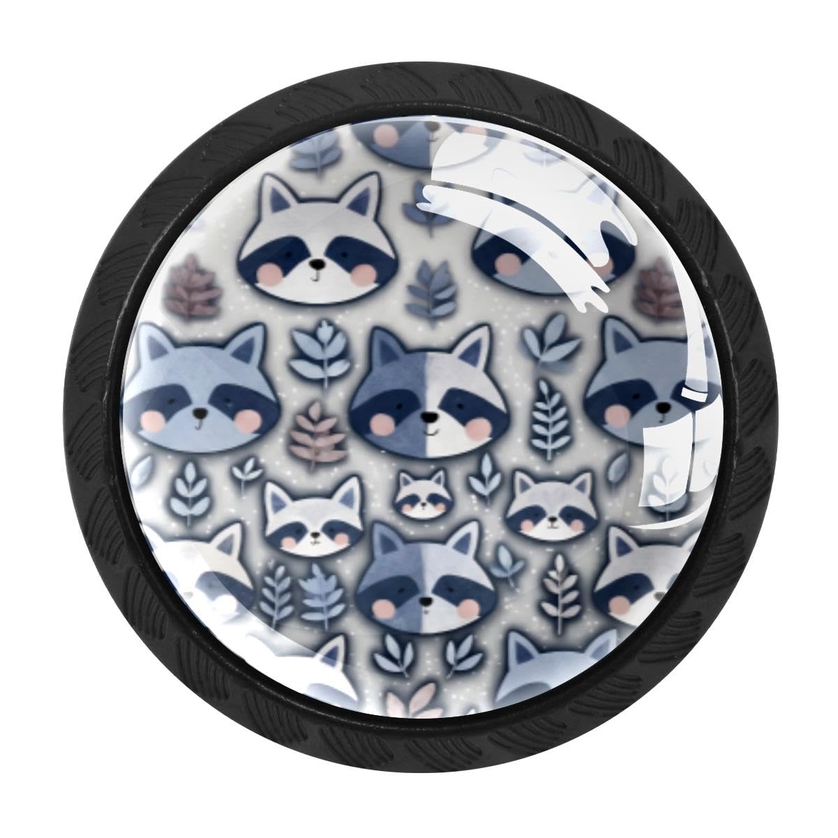 4 PCS Kitchen Cabinet Knobs, Raccoon Leaves Drawer Knobs Dresser Handles