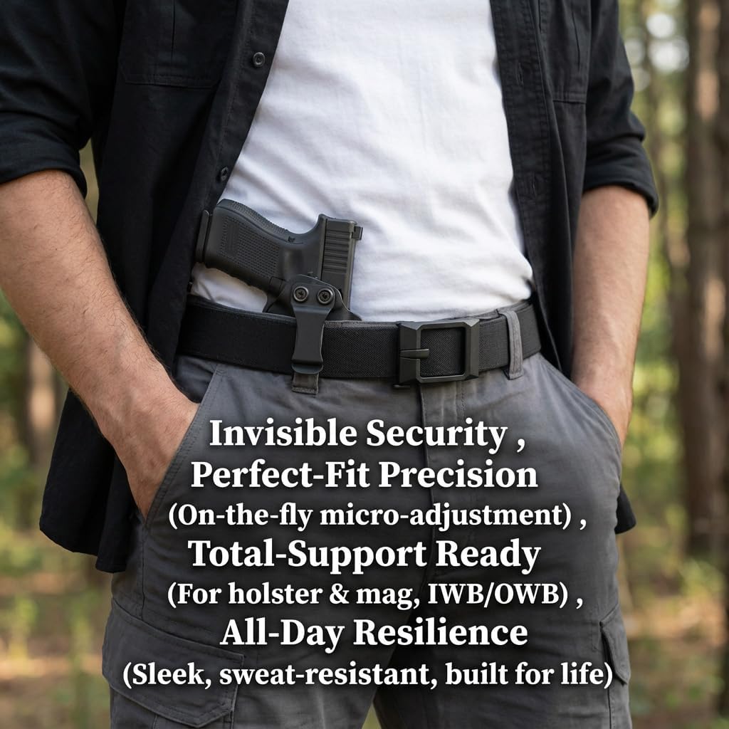 KingMoore Ratchet Tactical Gun Belt | Micro-Adjustable Quick-Release Strap for IWB/OWB Carry | Dual-Layer 1000D Nylon Heavy-Duty Support | Fits Waist Up to 40"