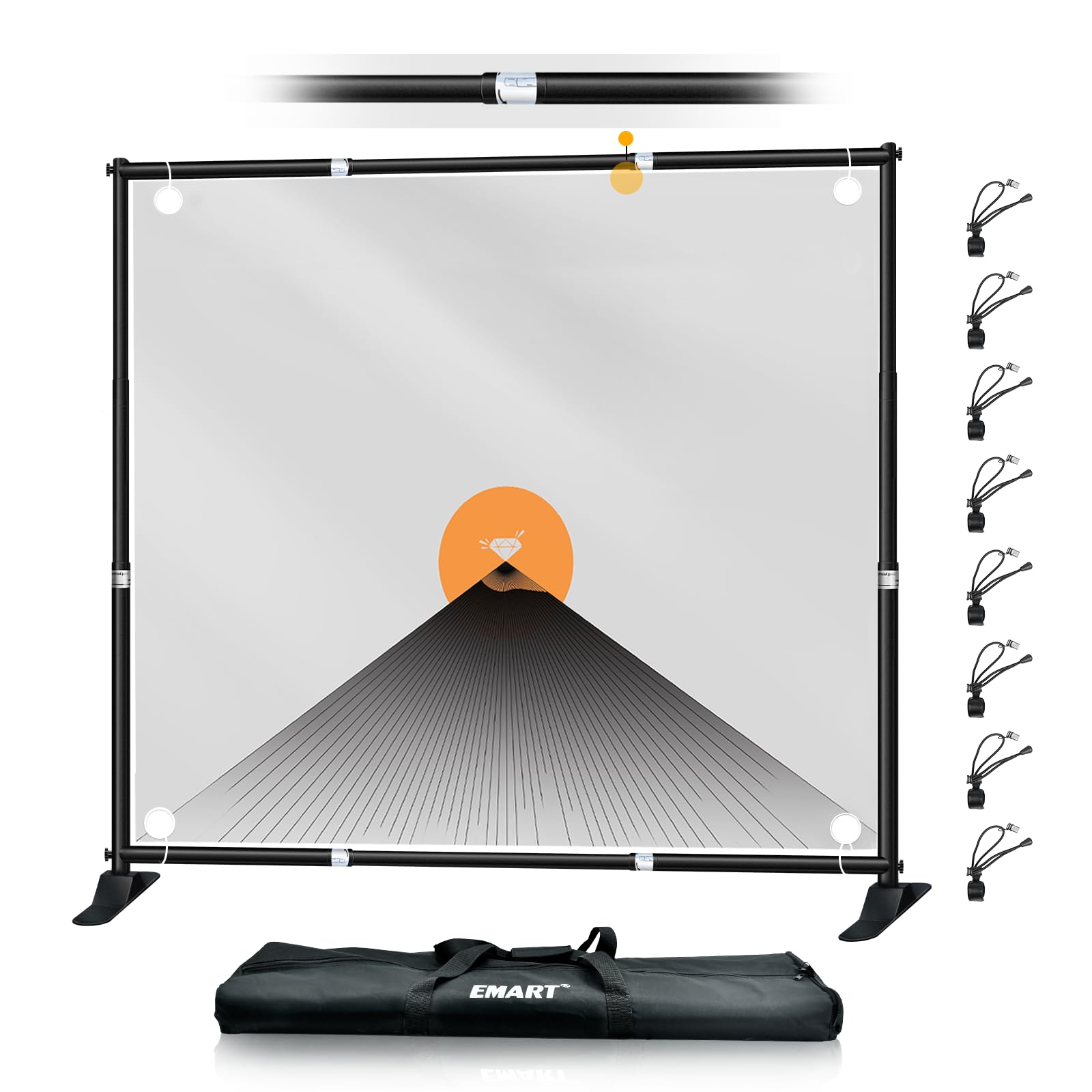 EMART Support de Bannière, 2,4x2,4 m Kit de Support de Toile de Fond Réglable pour Photographie, Salon, Photomaton