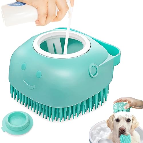 Cepillo de baño para perros y gatos, con dispensador de jabón y champú, cepillo de aseo para perros, cepillo de masaje, cerdas de goma de silicona