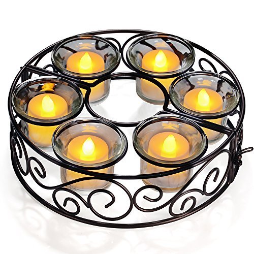 Buy Candle Holders, TOTOBAY Round Black Wrought Iron Table Candlestick