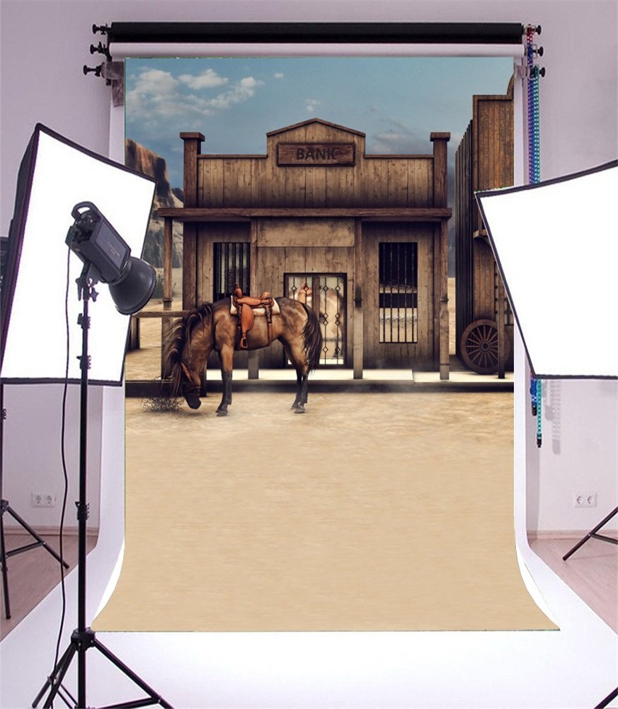 YongFoto 1,5x2,2m Vinile Sfondo Fotografico Selvaggio West House