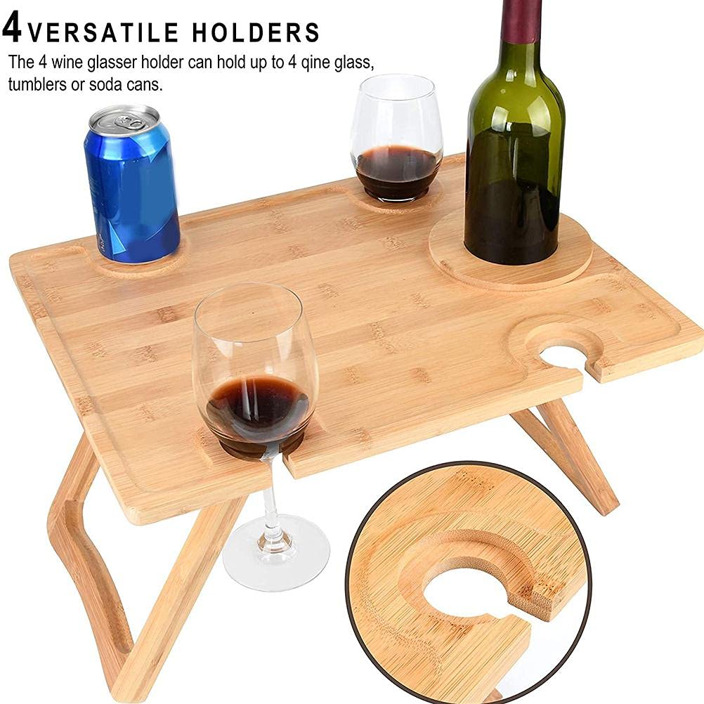 Table de pique-nique, table de pique-nique, table de pique-nique pliante portable et plateau à fromage avec arrangement alimentaire stable en bois massif pour les concerts au parc