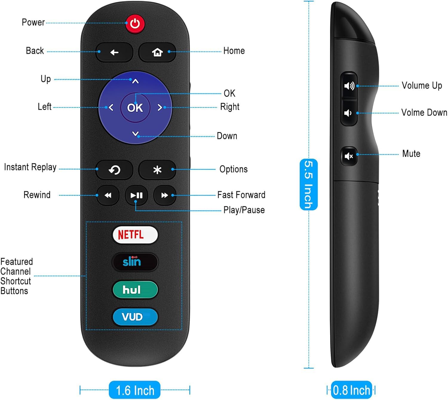 Pack of 2 Universal Replace Remote Applicable for TCL Roku TV — Amazon image 6