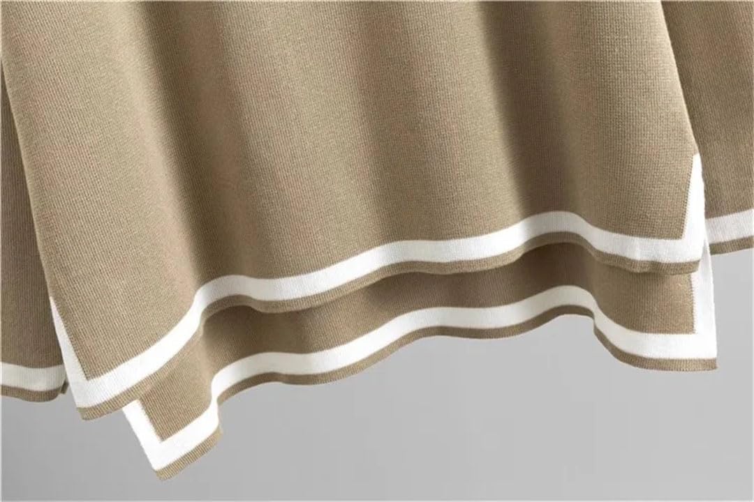 Elegante maglia a maniche lunghe da donna, set da 2 pezzi, pullover e maglione, con spacco, gamba lunga e larga