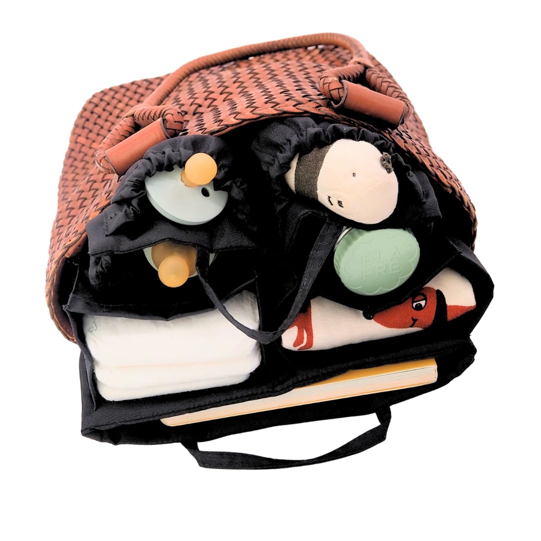 Wickeltasche für Eltern mit Fächern, Innentasche Handtaschen organizer, Taschenorganizer für Newborn Baby Essentials, Waschbar und Flexibel, Ideal für Reisen & Rucksack, schwarz