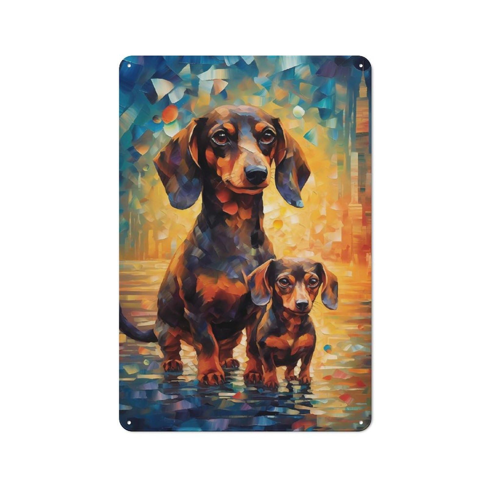 Junmoney Dachshund Color Friendly Cafe Metal Sign 30X20cm, Cafe Wall Decor For Tea Room, Shop Wall Or Breakfast Area