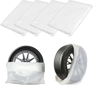 Wuyaoyao 4PCS Tire Covers, 38"×47" Large Spare Tires Cover, HDPE Plastic Tire Bags for Storage & Transport, Waterproof Dustproof Wheel Cover, Universal Tires Storage Bag for Most Vehicles (4 PCS)