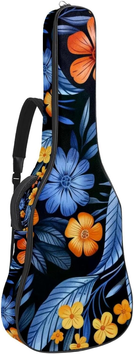 Acoustic Guitar Bag, 40 41 42 Inch Guitar Case Cover Soft Guitar Gig Bag for Acoustic Electric Bass Classical Guitar, Summer Floral Pattern
