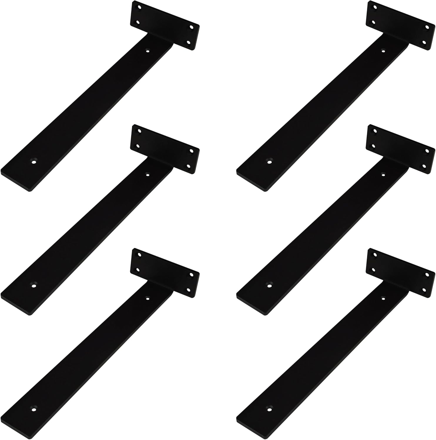 Heavy Duty Shelf Bracket 8 inch Metal Wall Mount Powder Coated 90 Degree Black L Brackets 1/5" Thick Modern Floating Shelf Hidden Support (8" L 6Pcs)