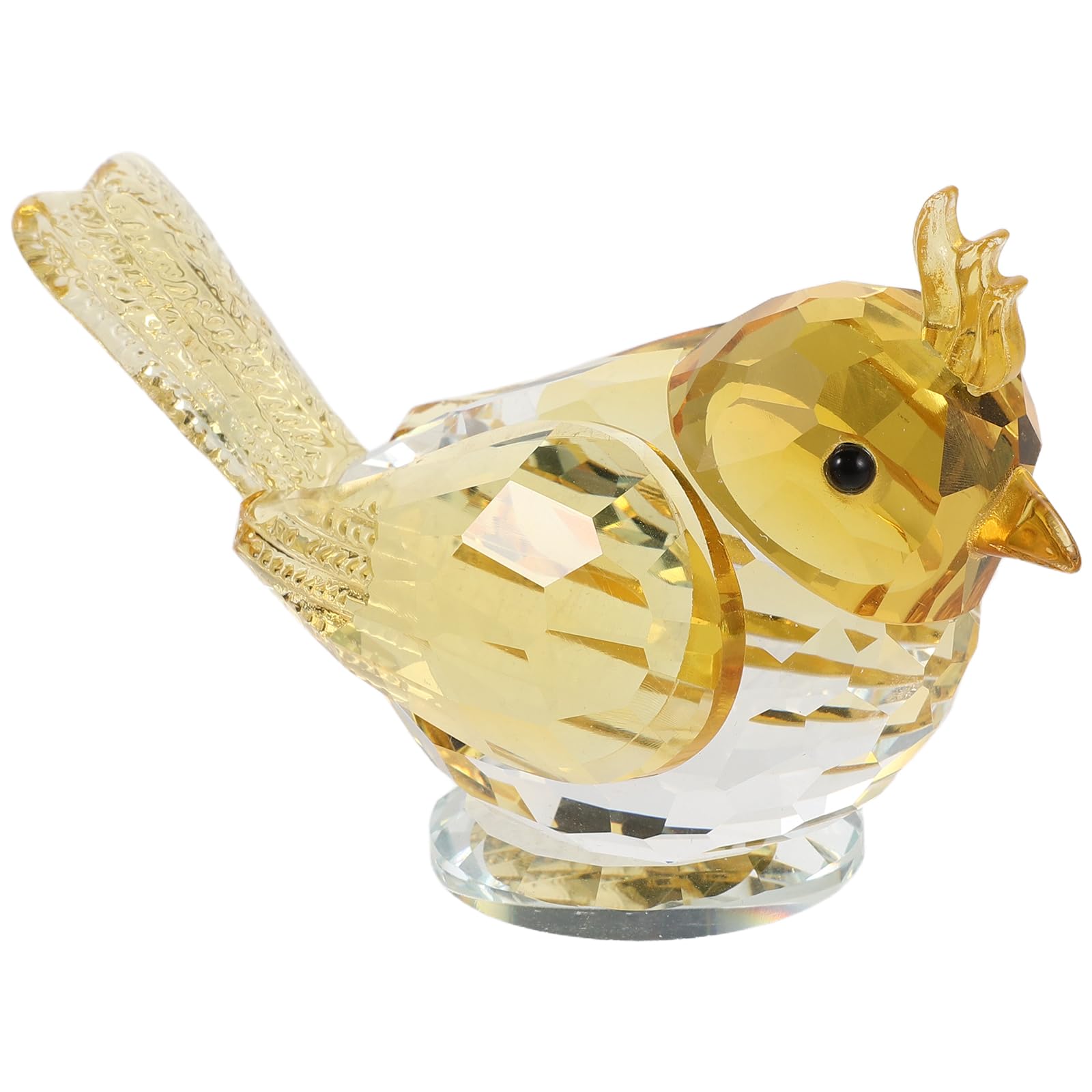 Figurine oiseau cristal jaune table bureau étagère salon