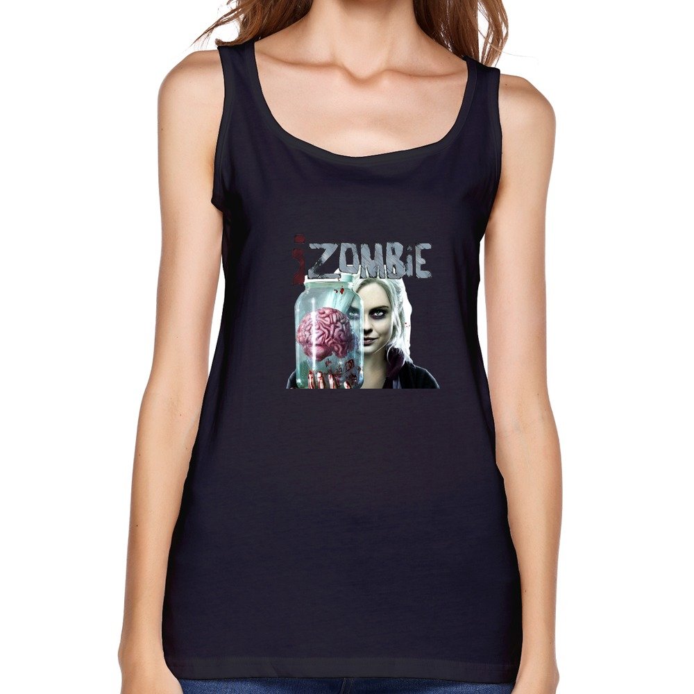 PTHF Women's Izombie Eat Brain Cotton Tank Tops Vest Black XXL