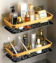 Dwain Bathroom Organiser Without Drill | Self Adhesive Bathroom Shelf Wall Mounted | Metal Corner Shelf Rack for Shower Shampoo Soap Storage | Bathroom & Kitchen Wall Mount Rack(Gold)