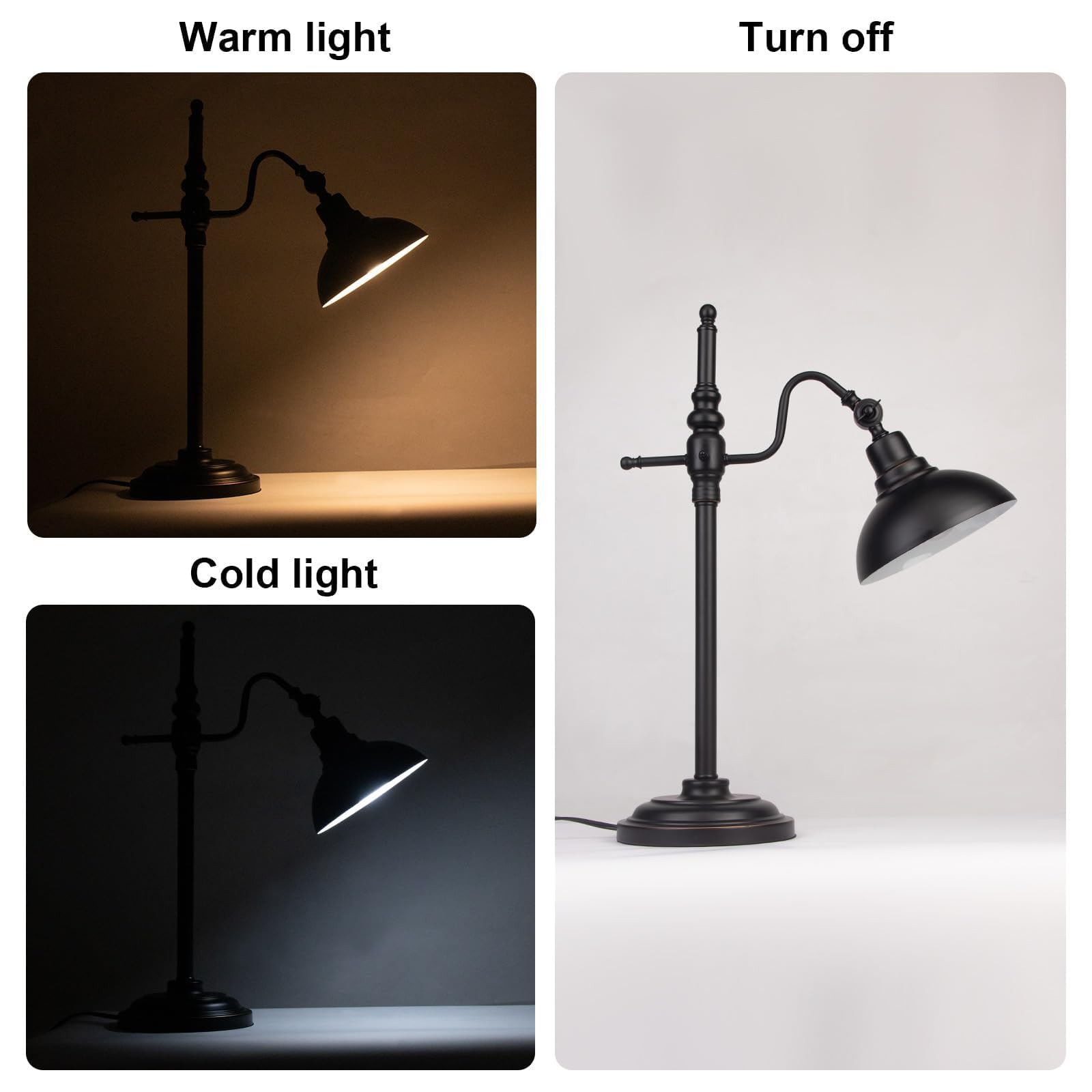 Industrielle Schreibtischlampe, Schwarze Metall Arbeitslampen, Verstellbare RustikaleModerne Tischlampe, Vintage MetallAugenschonende Leselampe für Büro WohnzimmerWohnheim
