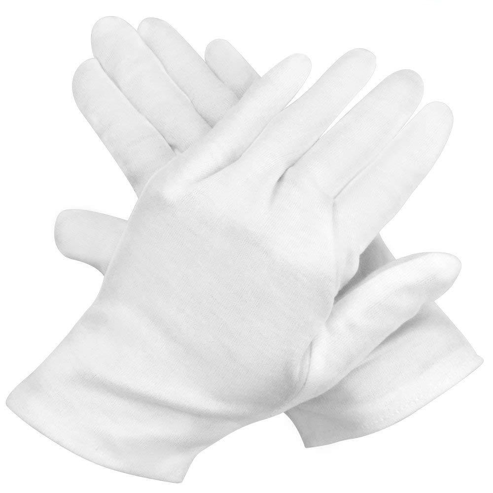 12 Pairs White Cotton Gloves, Marrywindix 9.4'' Soft Lightweight Work