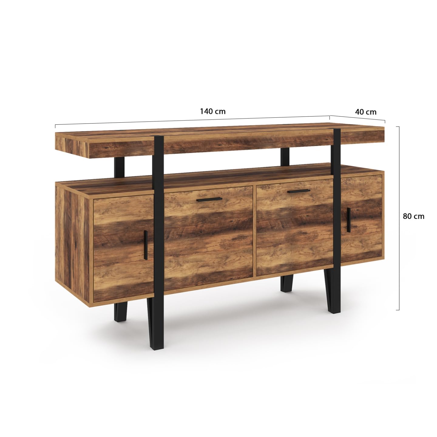 IDMarket Austria - Aparador (140 cm, 4 puertas, patas de alfiler