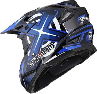 Adult Motocross Helmet BMX MX ATV Dirt Bike Four Wheeler Quad Motorcycle Full Face Helmet Racing Style: HF801 Sonic Blue