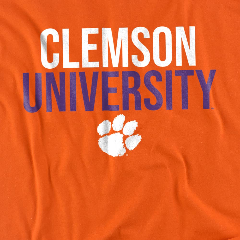 Clemson University Official Stacked Unisex Adult T Shirt,Orange, X-Large