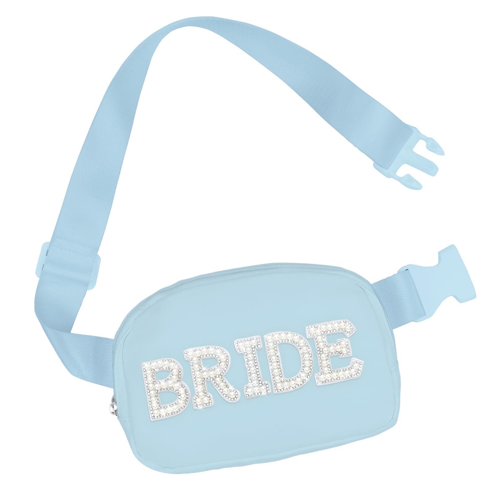 Lamyba Bride to be Gifts, Bridal Shower Gifts, Pearl Patch Bride Fanny Pack for Bachelorette Party Wedding day, Adjustable Strap Waterproof Mrs