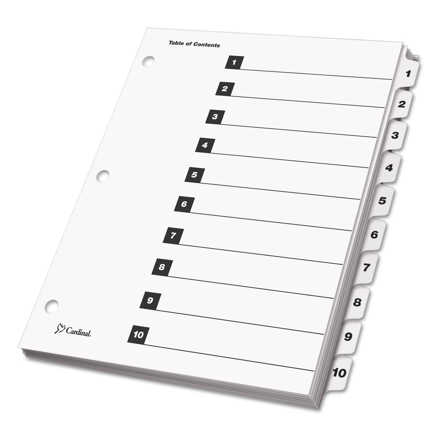 One Step Index System, Numbered 1 – 10, 10 Tabs, Clear