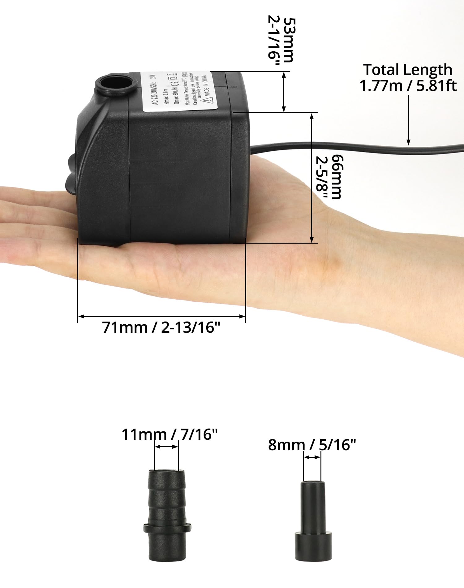 Pompa Sommersa Mini 800 L/H - Silenziosa Per Acquario, Fontane E Stagni, Con 2 Ugelli - Foto 6