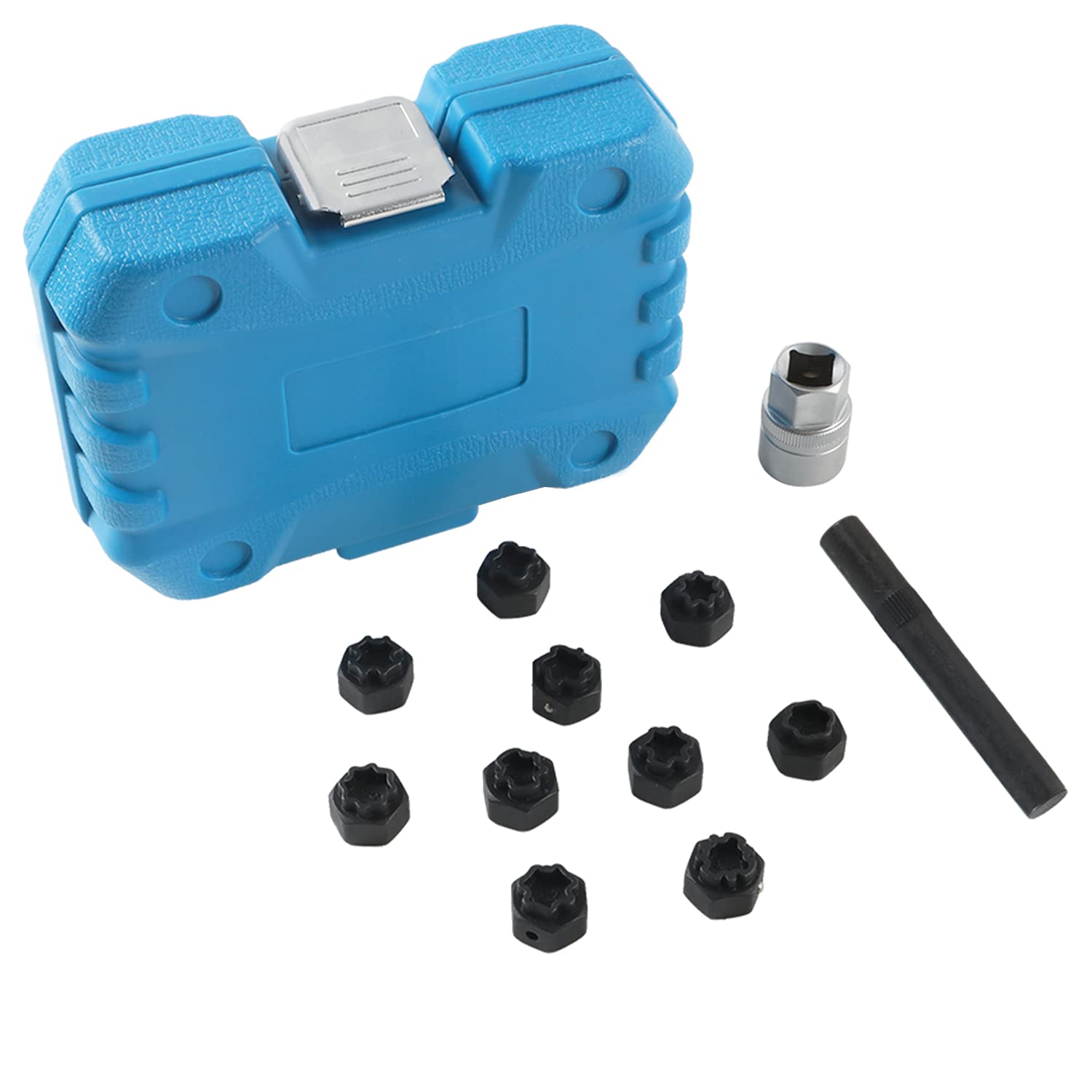 PLAYOCCAR 12pcs Wheel Lock Lug Nut Removal Kit Compatible with Mercedes Benz, Automotive Wheel Anti-Theft Screws Remover Keys Socket Tool Set