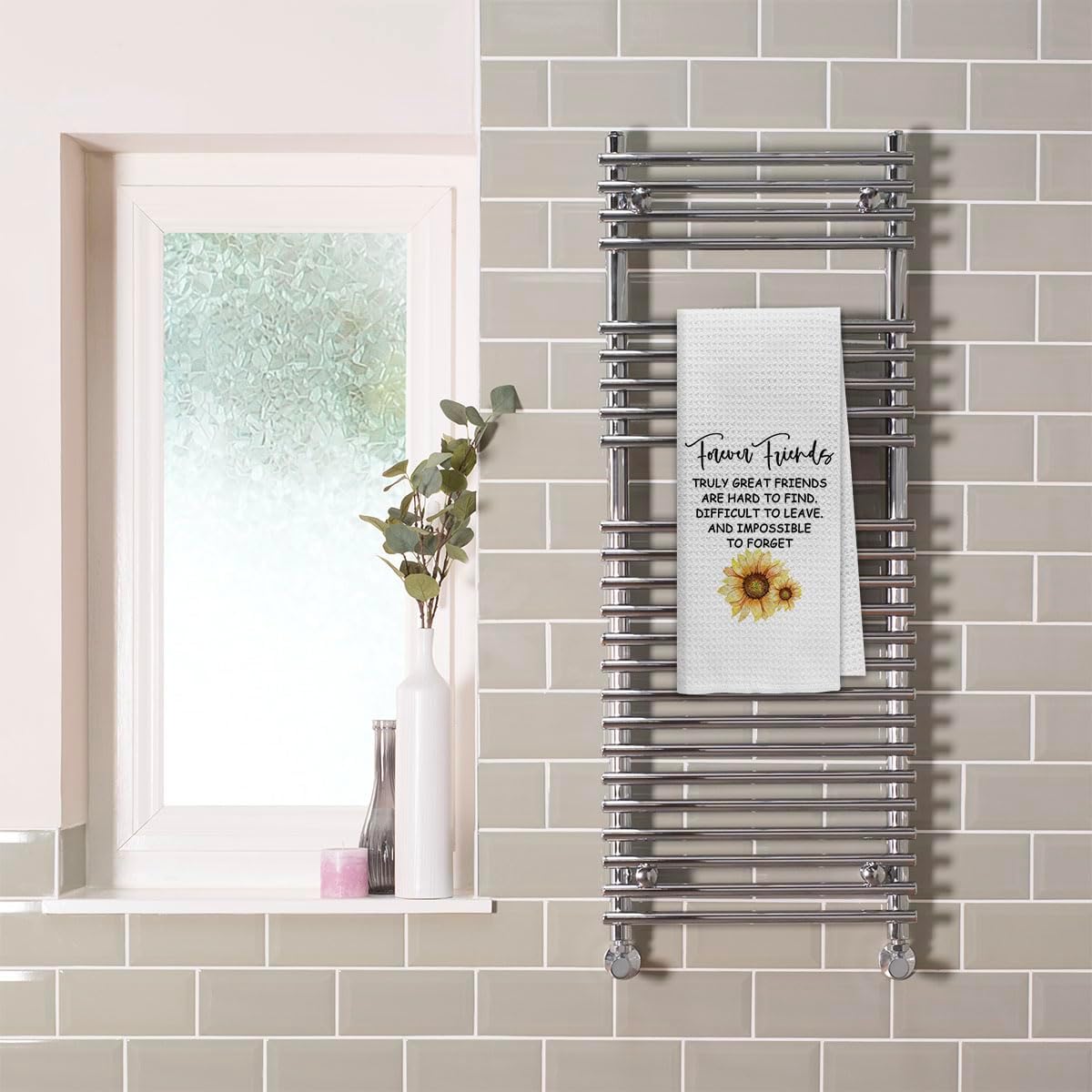 Dibor Friends Kitchen Towels, Gifts for Best Friend Dish Towel Dishcloth, Forever Friends Cloth Hand Tea Towels for Bathroom Kitchen, Friendship Gifts for Women, 16x24 Inches - Image 2