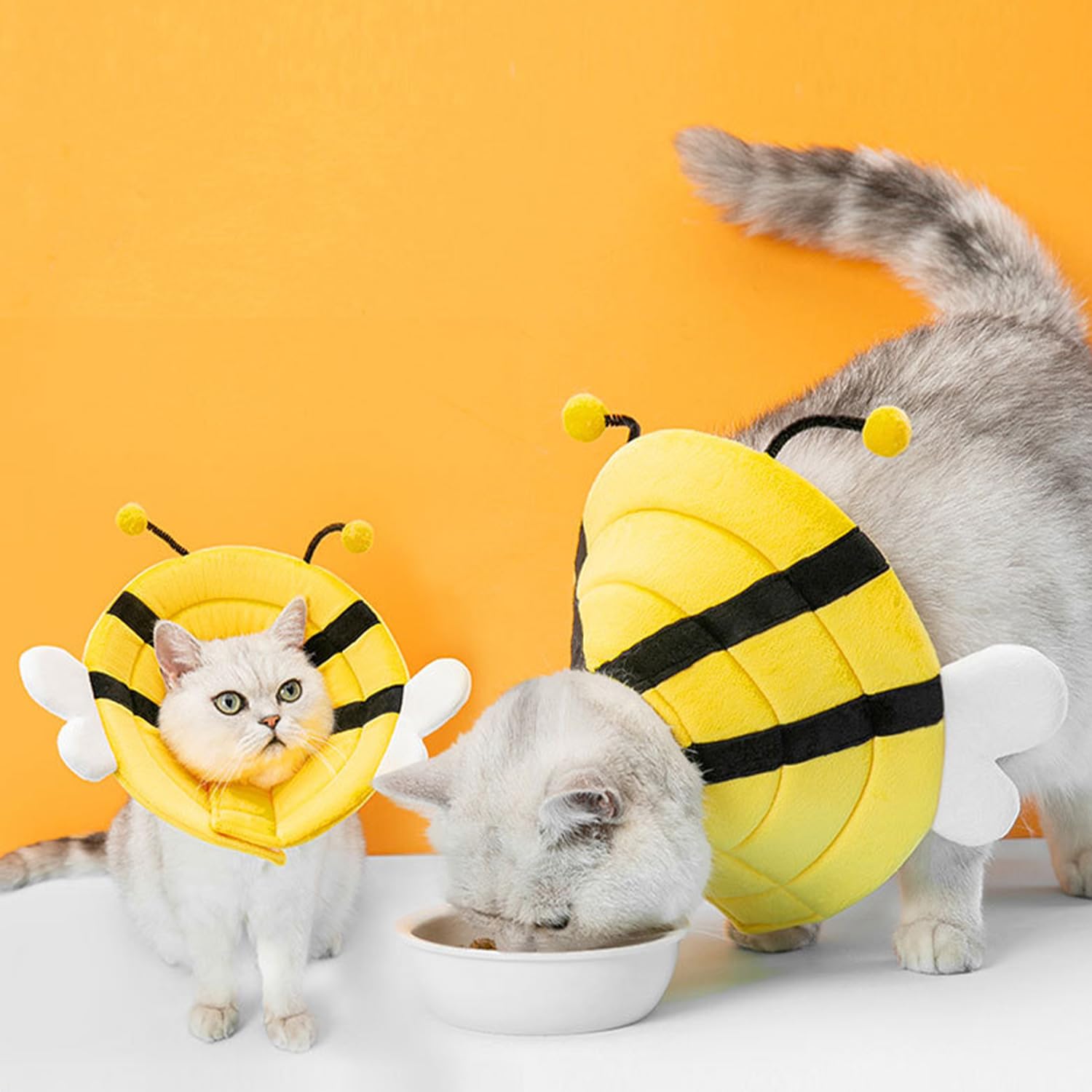 Collar Cono Gato Suave,Collar de Recuperación para Gato,Collar Ajustable de recuperación de Mascotas,Collar isabelino para Cachorros, Perros pequeños, Gatos y Gatitos (Amarillo, M)