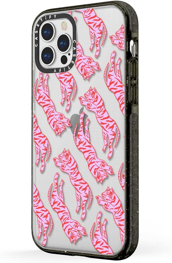 CASETiFY Impact Case for iPhone 12/ iPhone 12 Pro - Tigers by Grace Owen - Clear Black