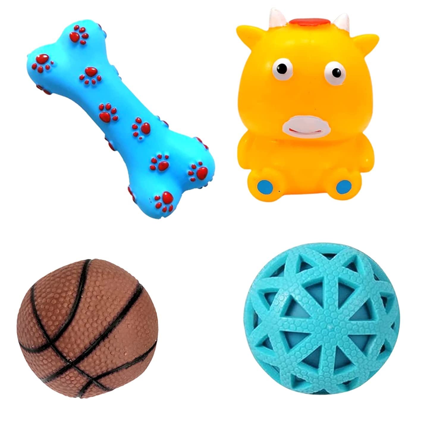 PSK PET MART Natural Rubber Vinyl Light Weight Squeaky Toys Combo for Small Puppy/Dogs, Pack of 4 (Multi-Color) (B09R41RGZW) Amazon Price History, Amazon Price Tracker