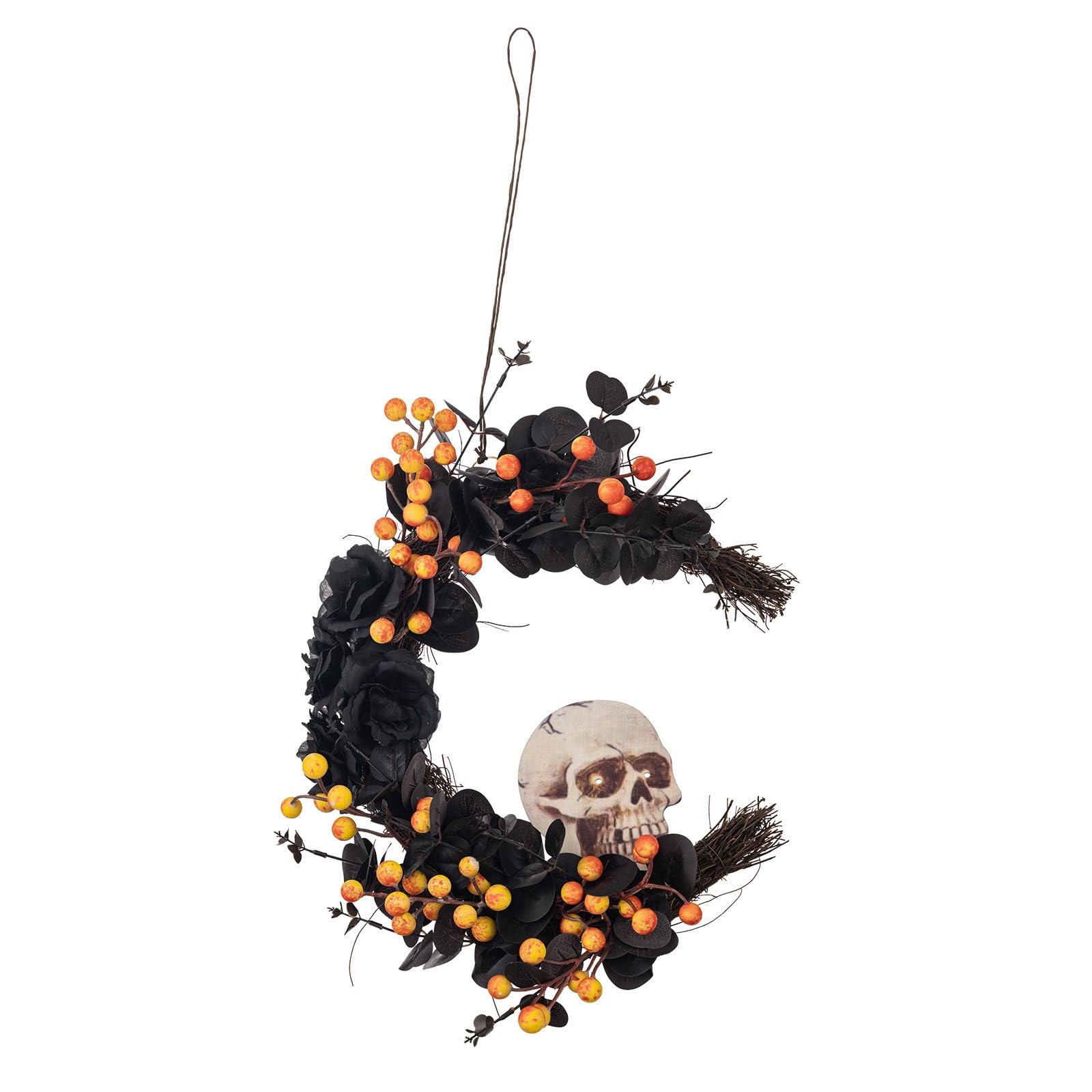 Kalttoy Halloween Wreath Kitten Front Door Wreath Shaped Festive Display False Flower Festive Decors Halloween Signs for Wreaths