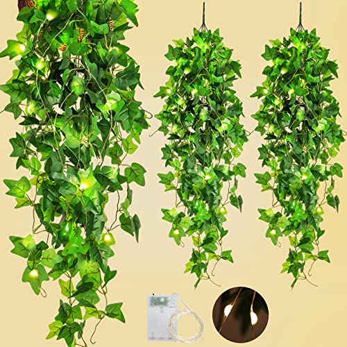 RECUTMS Hanging Fake Plants 4 Pack Artificial Vines Silk Ivy