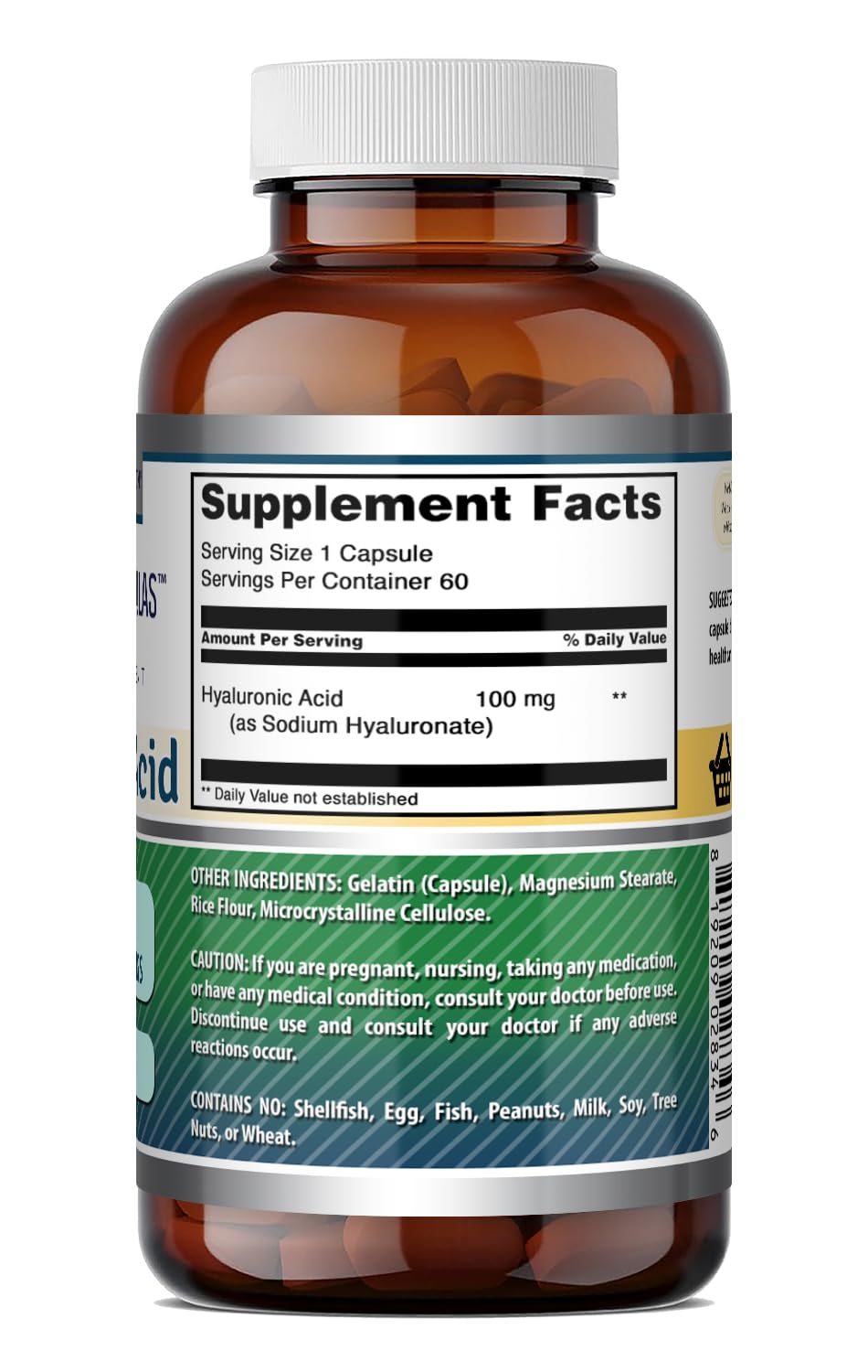 Amazing Formulas Hyaluronic Acid 100 Mg Supplement | Capsules | Gluten-Free | Made in USA (60) — Amazon image 4
