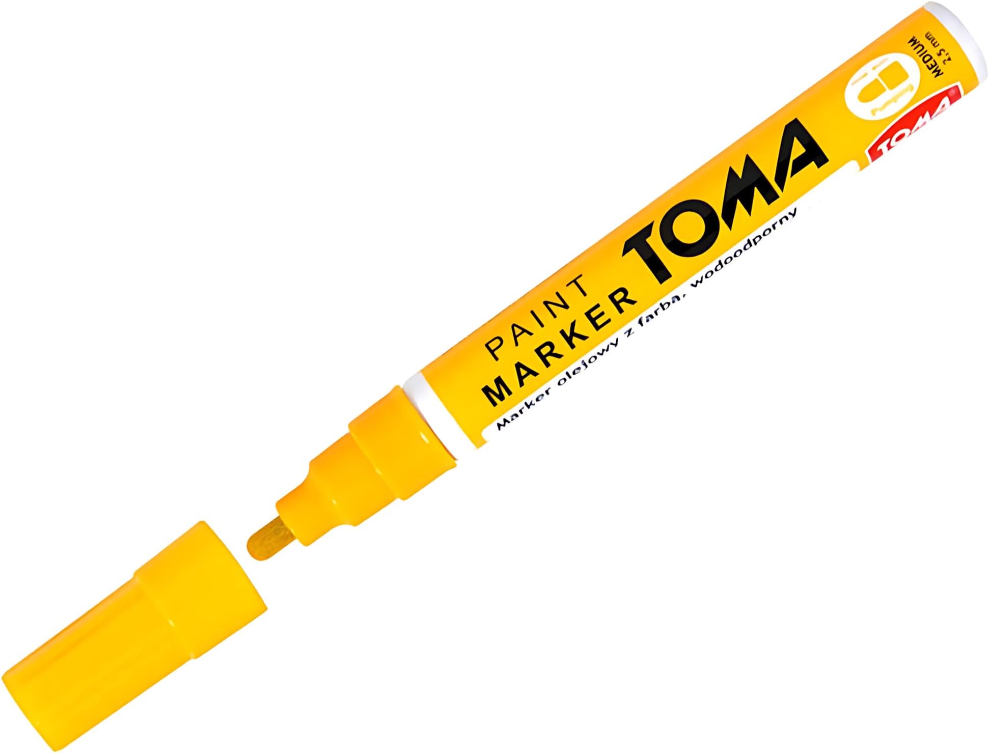 SolaDirect Yellow Oil-Based Paint Marker Pen Permanent - 2.5mm Round Tip, Fast-Drying Waterproof Ink - Universal for Metal, Tyres, Plastic, Wood, Glass, Outdoor Marking, Workshop, Art, Crafts, DIY