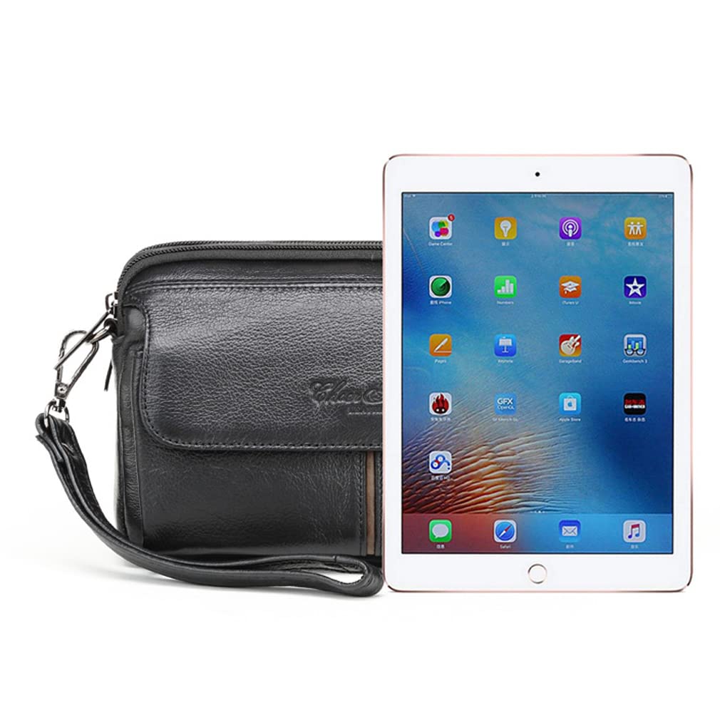 Leather Clutch Purse Wallet Men Wrist Bag
