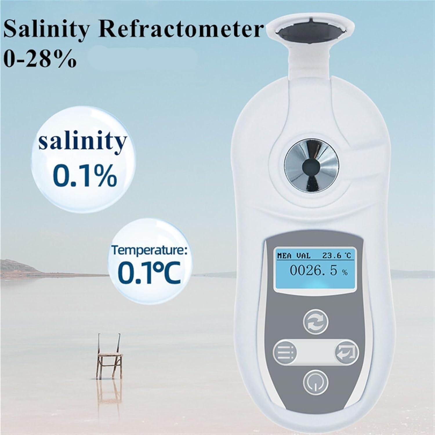 Miernik zasolenia do basenu i przetwarzania żywności, elektroniczny miernik soli z wyświetlaczem LCD, zakres pomiaru 0-28%, automatyczna kompensacja temperatury, szybkie wyniki 3 s