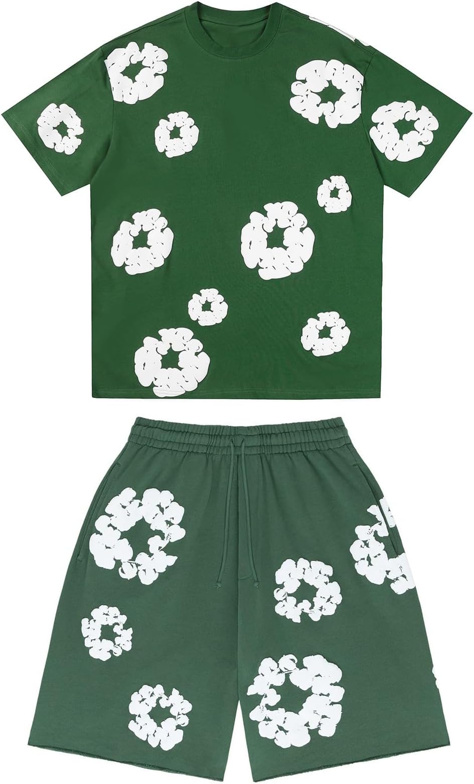 Denims-Tears Kids Tracksuit Set Foam Printed T-Shirt and Shorts 2 Piece Outfit for Boys Girls Summer Fashion Activewear Short Sleeve Tee Tops with Loose Jogger Shorts