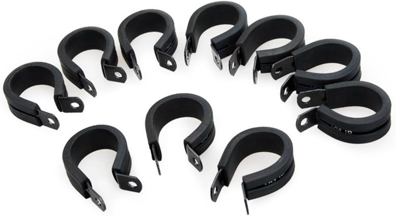 10pcs ID 14.3mm AN6 Aluminum Rubber Lined Cushioned P Clamp for Braided Or Nylon Braided Hose Line (Black)