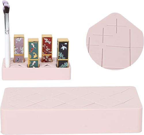 Miniatura 7 de Organizador de maquillaje  Organizador de lápiz labial de 12 ranuras  Soporte de exhibición de maquillaje cosmético de silicona con diseño portátil