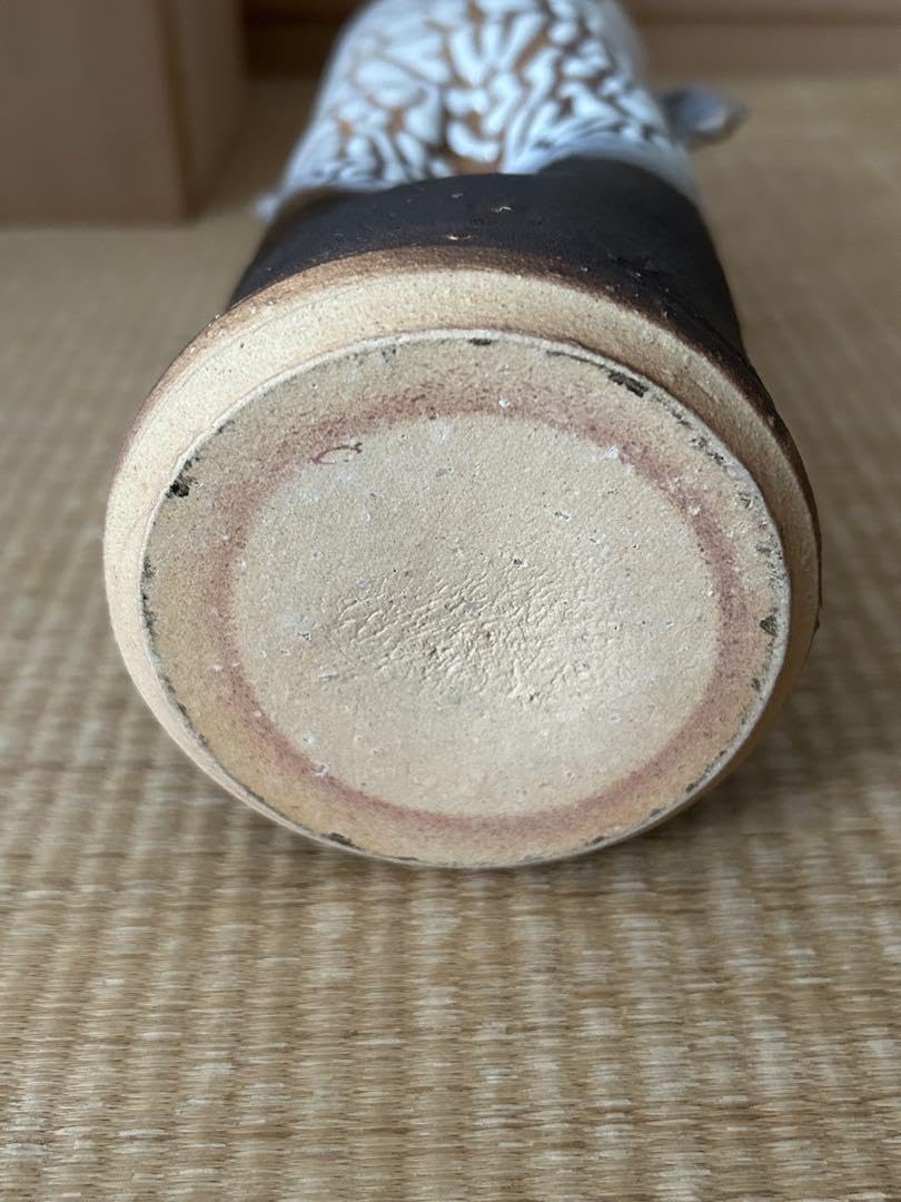 Amazon｜岩国焼(萩焼) 山田 象陶 『白蛇釉』 花瓶｜花立・華瓶