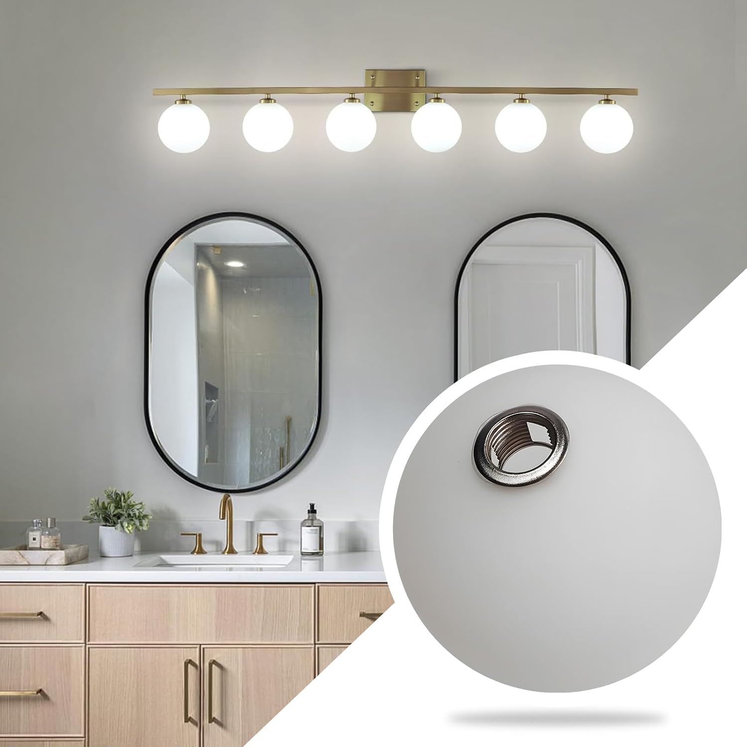 KCO Lighting Frosted White Glass Globe Shade Replacement Frosted White Glass Lampshade Cover for Light Fixtures Wall Sconces Chandelier Pendant Light, 4.7” Diameter