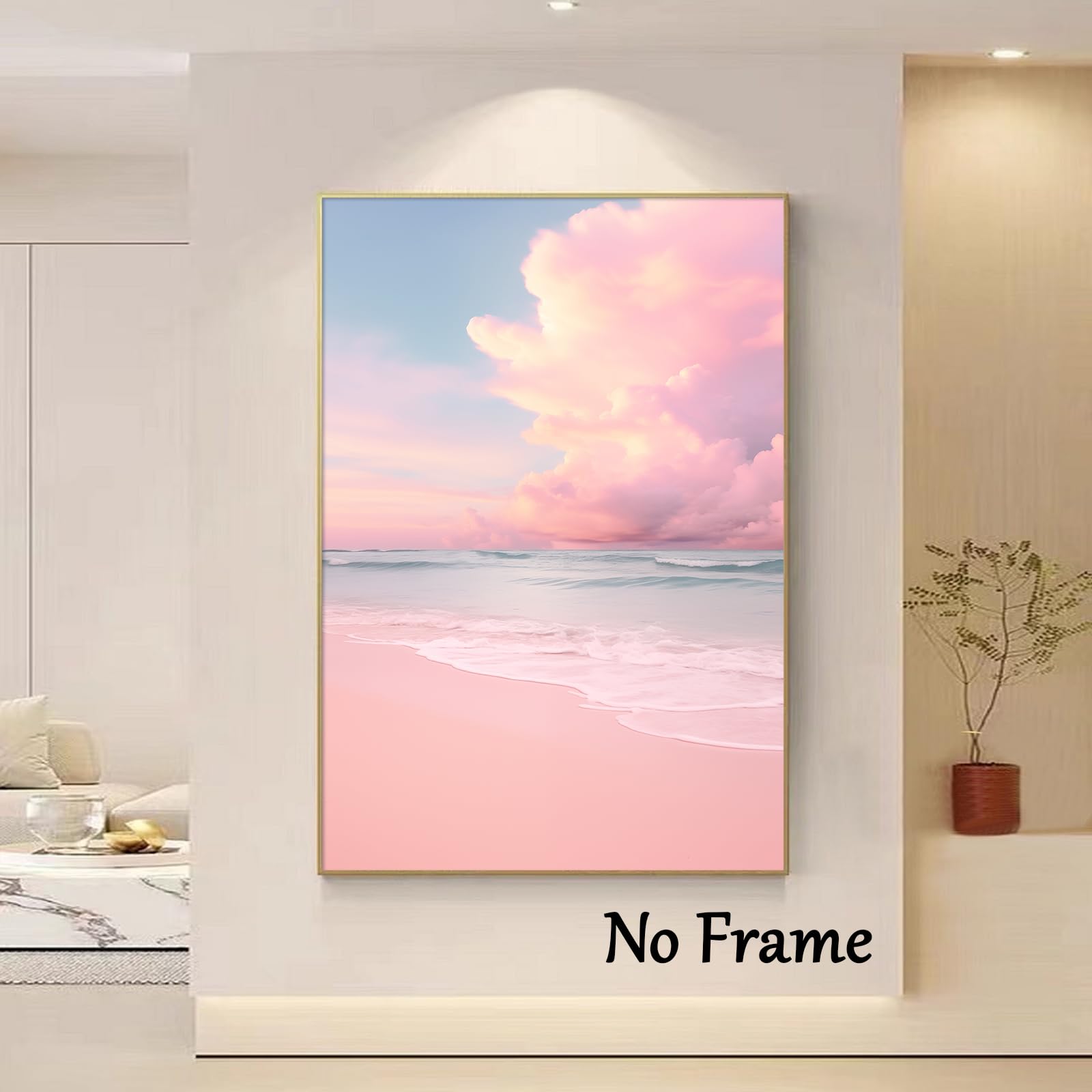 Amazon.com: Pink Beach Canvas Wall Art - Coastal Landscape Prints