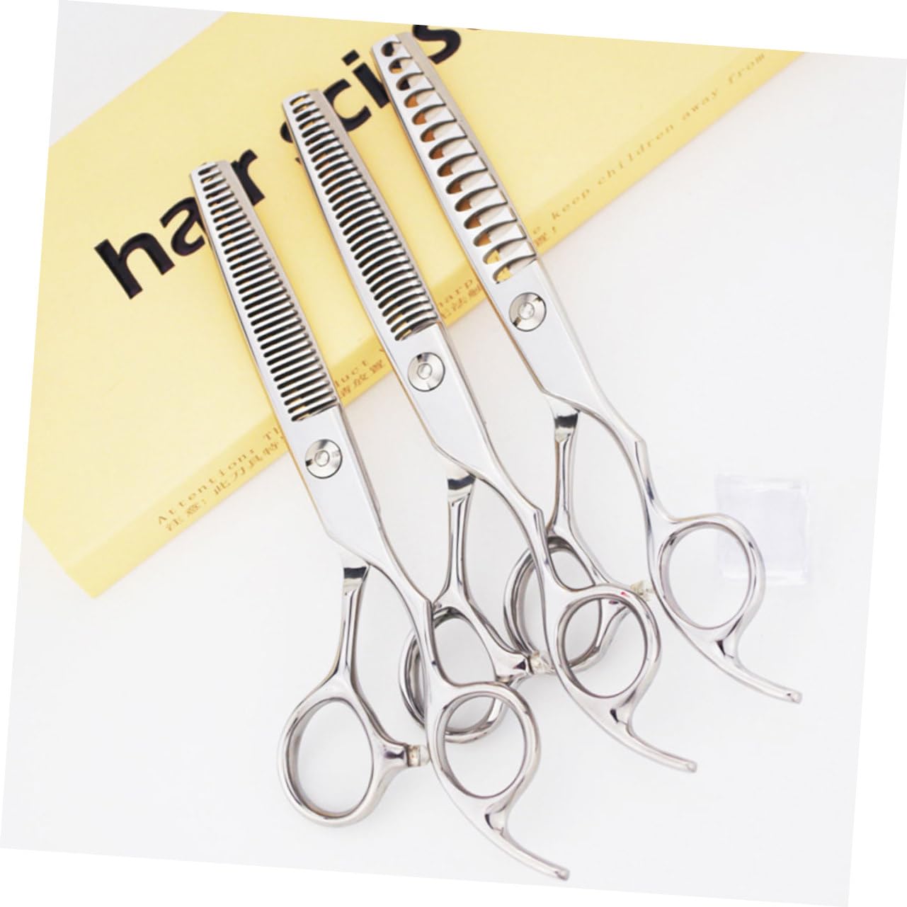 POPETPOP Forbici da Parrucchiere Professionali in Acciaio Inox, 3 Pezzi, Taglio Dentato per Sfoltire, Sicure e Comode, Uso Salone e Casa