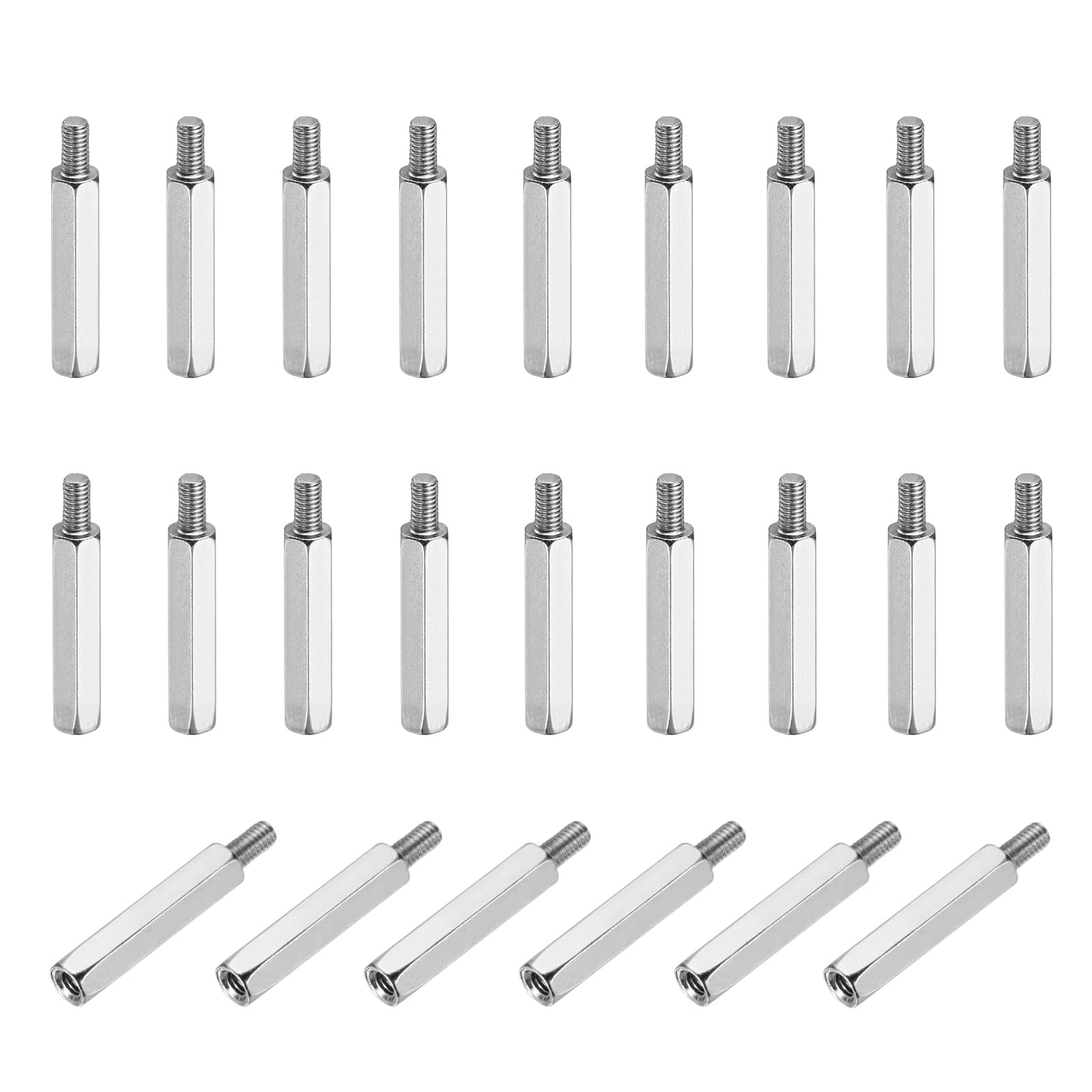 PATIKIL 48pcs M3x22mm+6mm Male Female Hex Standoff, Nickel Plated Iron PCB Motherboard Spacer Standoffs for Computer Cases Circuit Boards FPV Drone Quadcopter, Silver