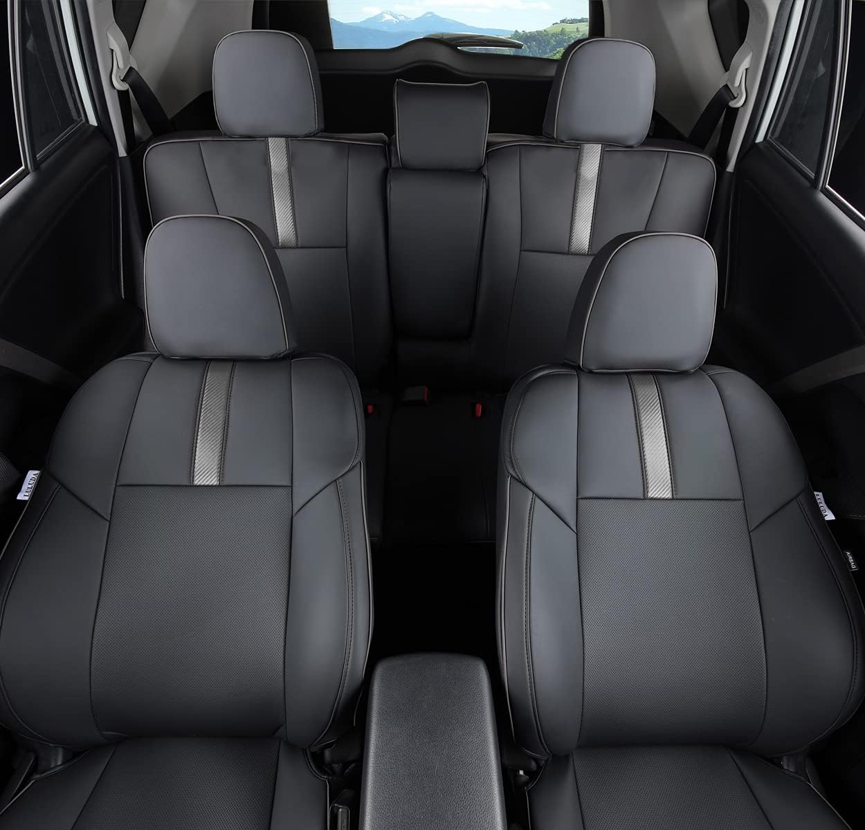 Custom Fit Vehicle Seat Cover, Black, for Toyota RAV4 2013-2018, Waterproof Faux Leather