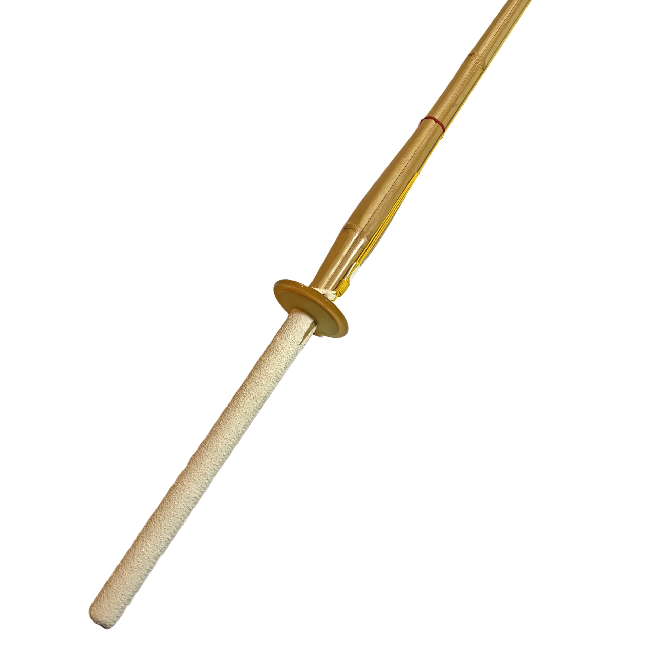Kendo Shinai 120 cm - Épée en bambou - Manche en cuir blanc - Tsuba - Bandes de bambou incluses