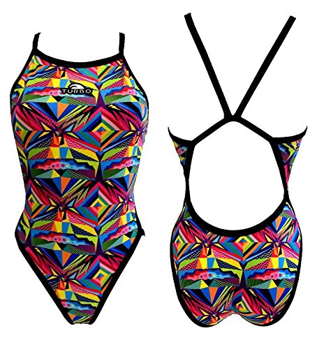 Turbo - Bañador Mujer ETNO COOL Tira Estrecha doble capa (Revolution) (L)
