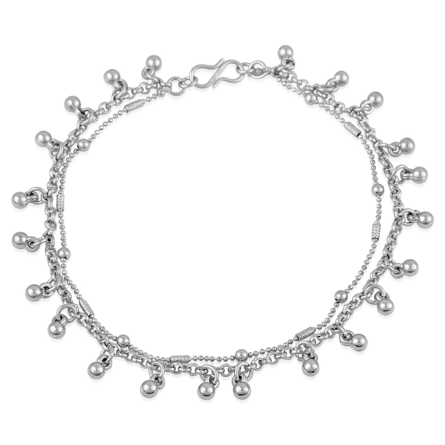Mahi Rhodium Plated Delicate Ghungroo Alloy Silver Adjustable Anklet for Women (B07GWCVNV6) Amazon Price History, Amazon Price Tracker
