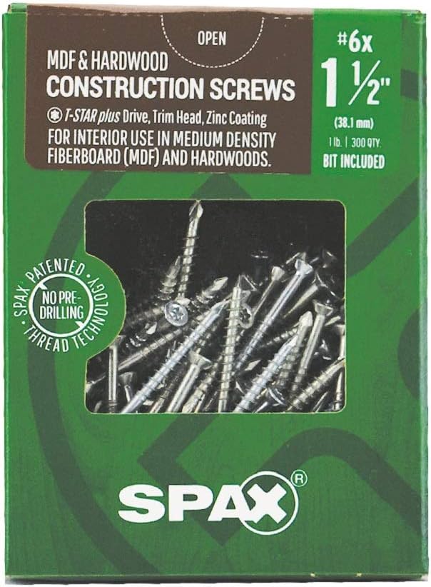 SPAX 6 X 1-1/2" MDF T-Star+ Partial Thread Zinc 1LB 315CT